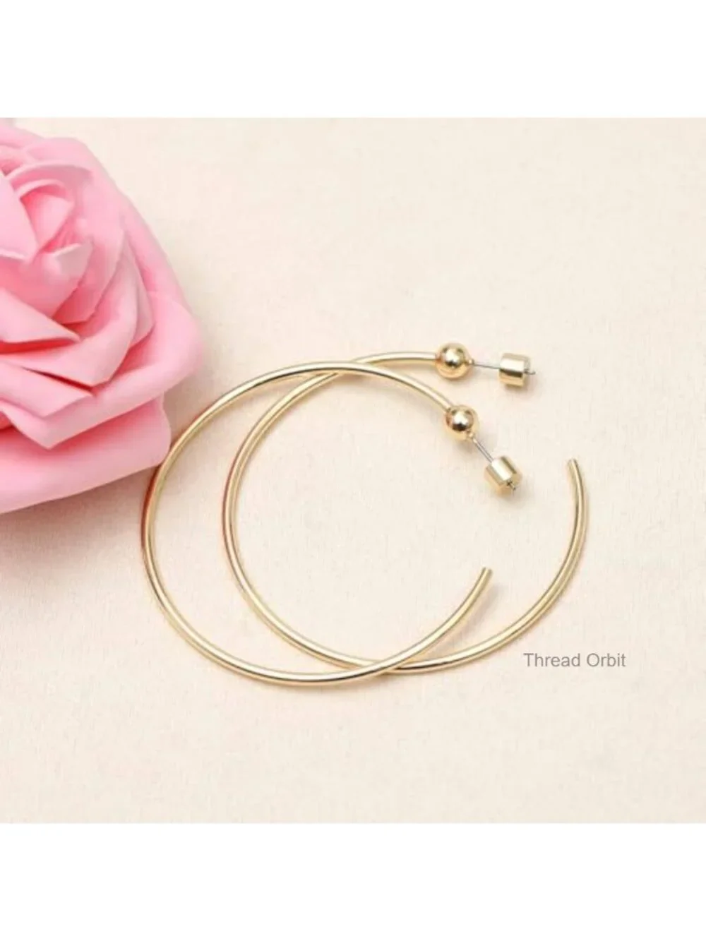 Large Gold Hoop Earrings 2mm Thick Hypoallergenic Screw Back